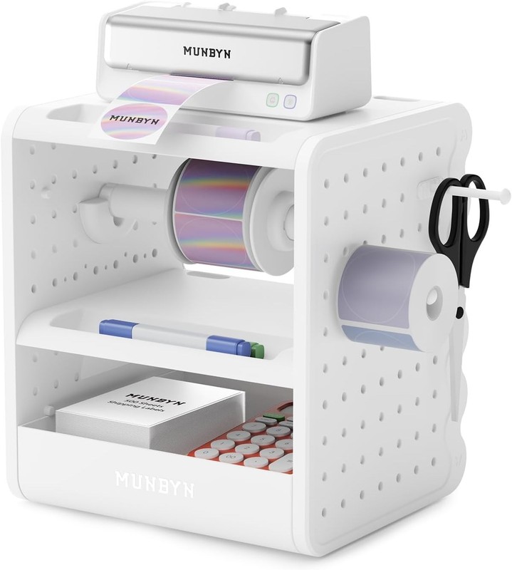 4x6 Thermal Label Holder, 5-in-1 Sticker Holder with 3-Tier Shelf, Drawer, Ho... gallery