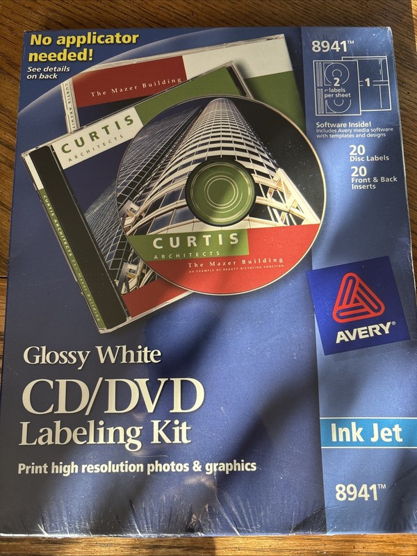 Avery CD/DVD Design Kit MPN 8941 New Sealed Includes 20 Disc Labels & Inserts
