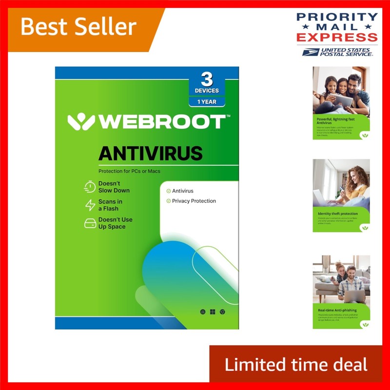 360 , Antivirus Software for 3 Devices with Key Card – PC/Mac
