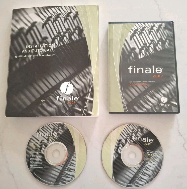 Finale 2007 Music Software for Windows & Mac 2 CD Set w/ Book, Music Notation