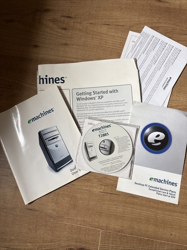 EMACHINES – T2885 PC RESTORE / BACKUP 3-DISC CD-ROM SET, SOFTWARE With Paperwork