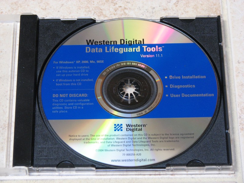 Western Digital: Data Lifeguard Tools CD and Google Software diagnostics