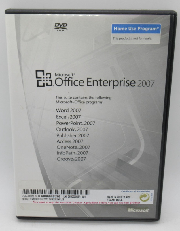 MICROSOFT OFFICE ENTERPRISE 2007 – OEM HOME USE DVD-ROM & PROD.KEY, WIN32