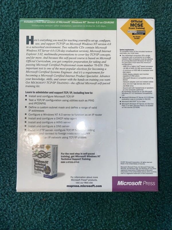 Microsoft Windows NT 4.0 TCP/IP Training Software New Sealed gallery