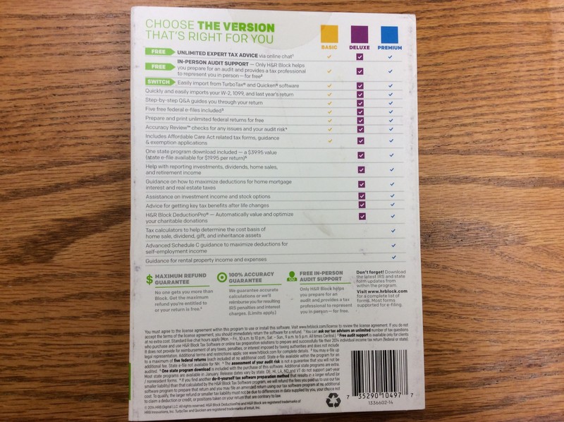H&R BLOCK Deluxe 2014 Federal & STATE Tax SOFTWARE gallery