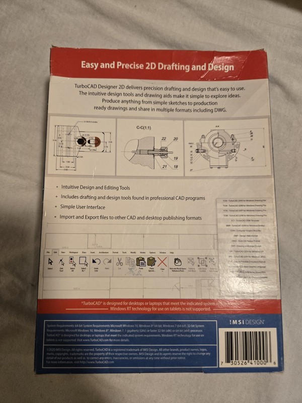 IMSI Design TurboCAD Designer Precision 2D Drafting & Design Software Windows CD gallery