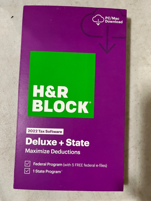 H&R Block Tax Software Deluxe + State 2022 PC / MAC Download