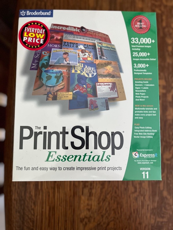 Vintage Software Broderbund Print Shop Essentials Version 11 Windows