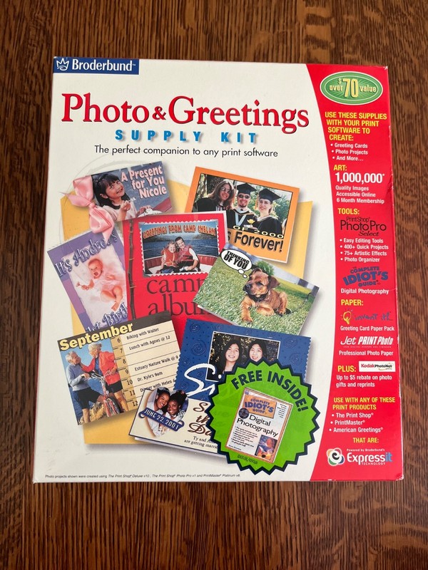 Vintage Software Broderbund Photo & Greetings Supply Kit Windows