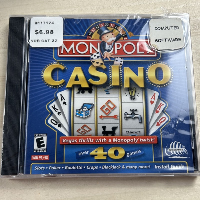Monopoly Casino PC CD-ROM Game Software Windows 95/98 Infogrames Over 40 Games