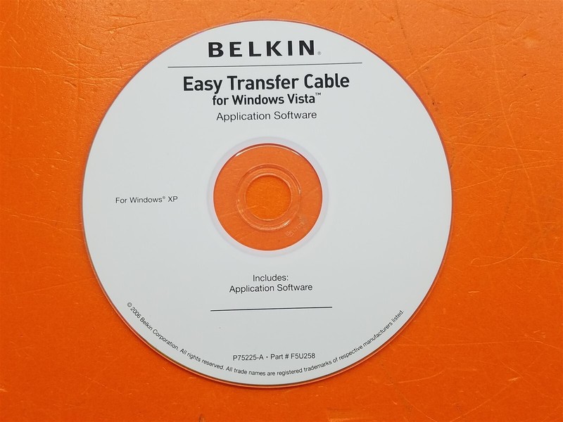 ⭐️⭐️⭐️⭐️⭐️ PC Software CD Disc Belkin Easy Transfer Cable for Windows Vista
