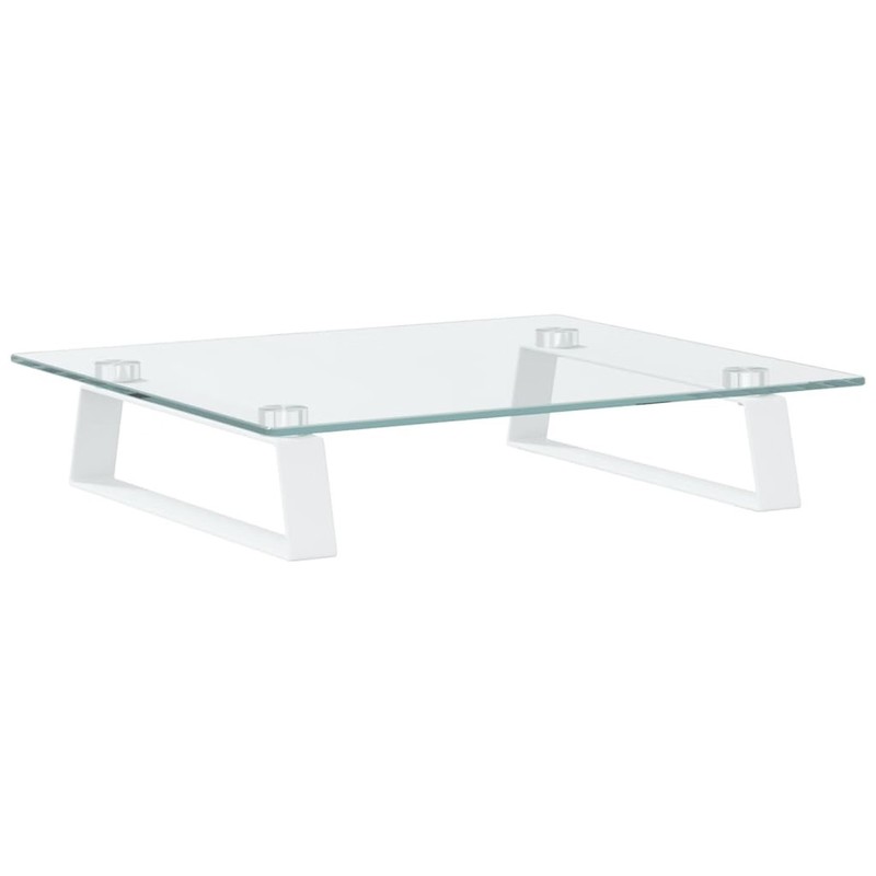 Monitor Stand White 15.7"x13.8"x3.1" Tempered Glass and Metal gallery