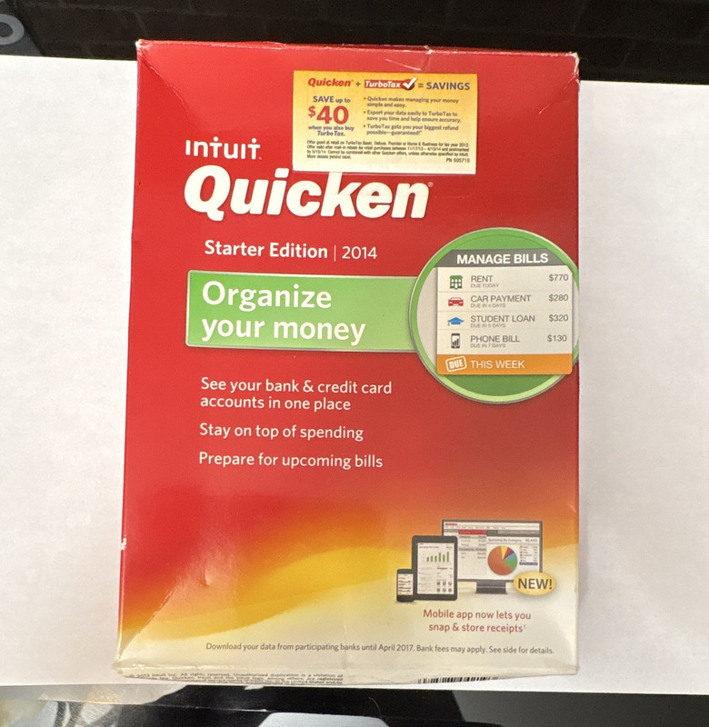Intuit Quicken Starter Edition 2014 Personal Finance CD for Windows ORIGINAL BOX