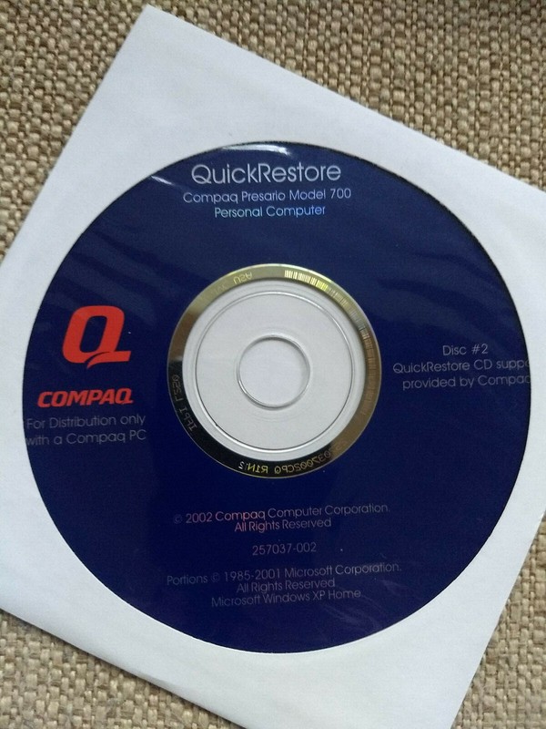 Compaq Presario Model 700 Quick Restore recovery CD Windows XP Home gallery