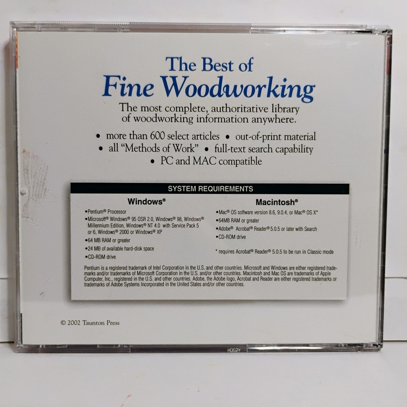 Best Of Fine Woodworking Over 600 Articles for PC MAC CD/DVD 2002 VTG gallery