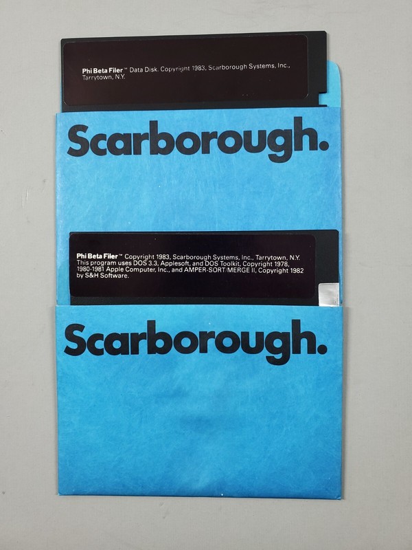 1983 Vintage Phi Beta Filer by Scarborough for Apple II IIe 5.25 Floppy Disc