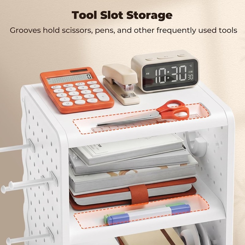 4x6 Thermal Label Holder, 5-in-1 Sticker Holder with 3-Tier Shelf, Drawer, Ho... gallery