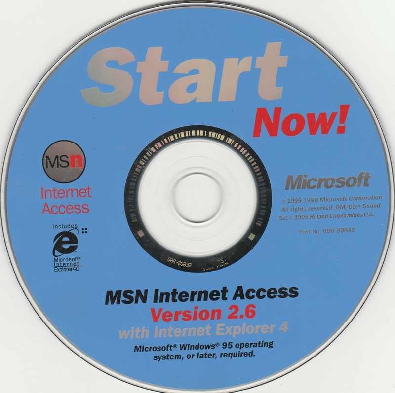 Microsoft Start Now! MSN Internet Explorer Version 2.6 for Windows 95 ~ 1998