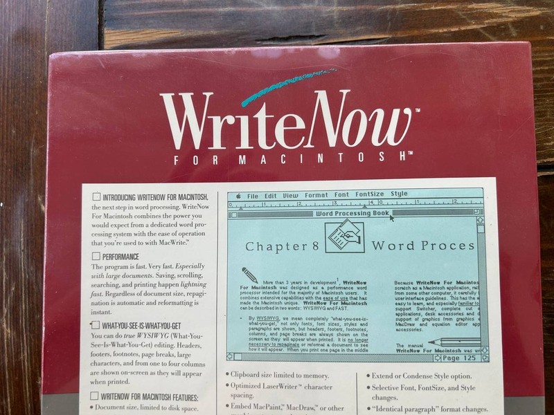 Write Now for Macintosh vintage software for Apple Macintosh. New factory sealed gallery