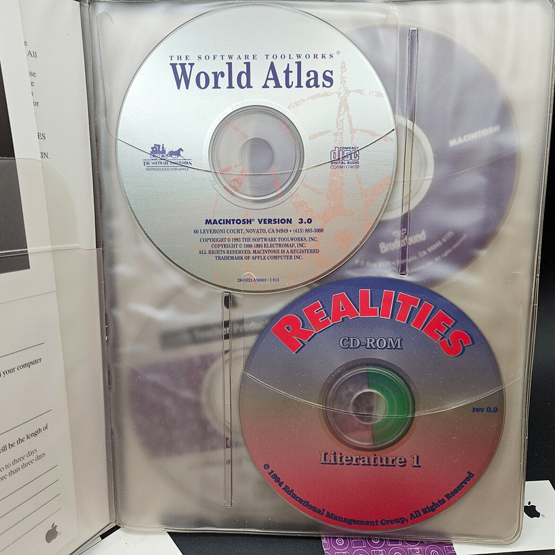 Vtg 1990s Apple Macintosh Teacher Software CD Discs And Vinyl Case Broderbund gallery