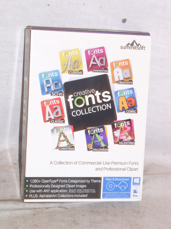 SEALED Summitsoft Creative Fonts Collection PC Windows/Mac Download AND DISC!