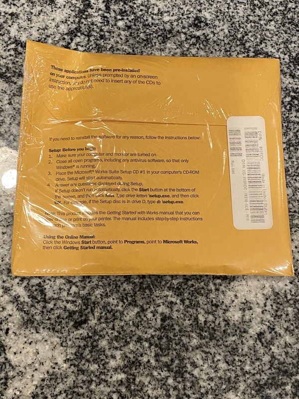 Microsoft Works Suite 2001 W/ Word Money Encarta Set of 6 CDs (Unopened) gallery
