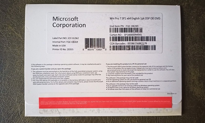 Windows 7 PRO new, with DVD and Key MS Win7 NOS