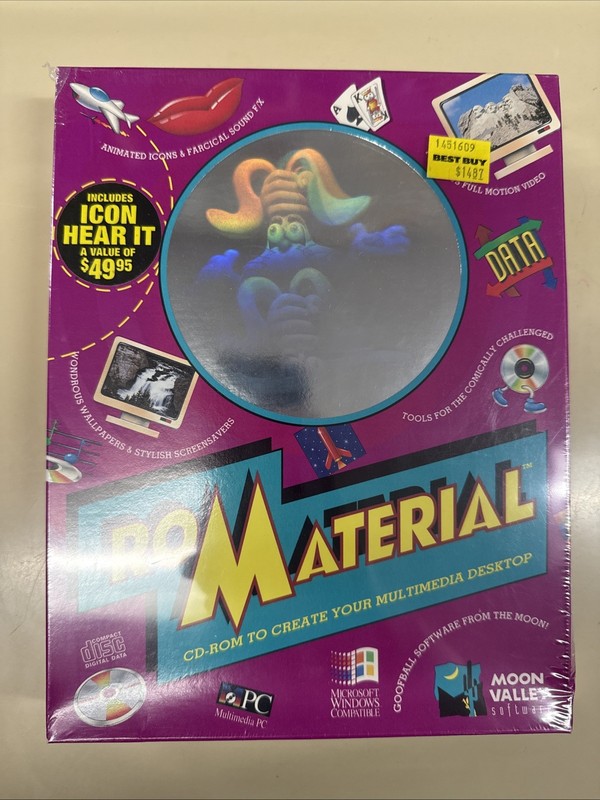 ROMATERIAL 1993 Vintage CD ROM Big Box Moon Valley Software New Sealed