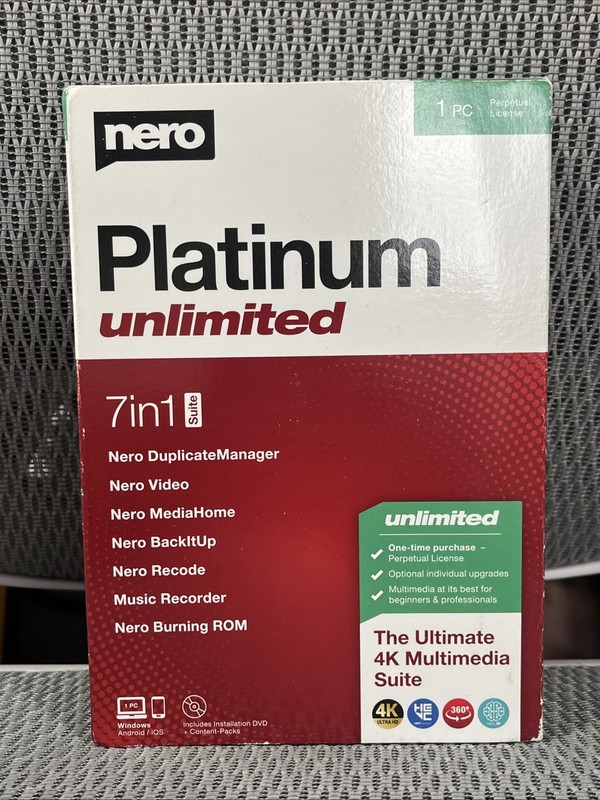 Nero Platinum Unlimited Video Editing 7 IN 1 SUITE 4K Video Multimedia NewSealed