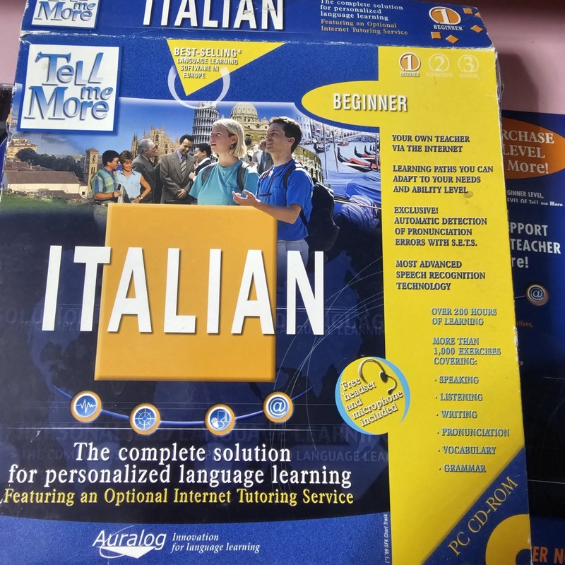 Tell Me More Italian: Beginner Level 1 Windows 98 Software w/ Headset OB MM2