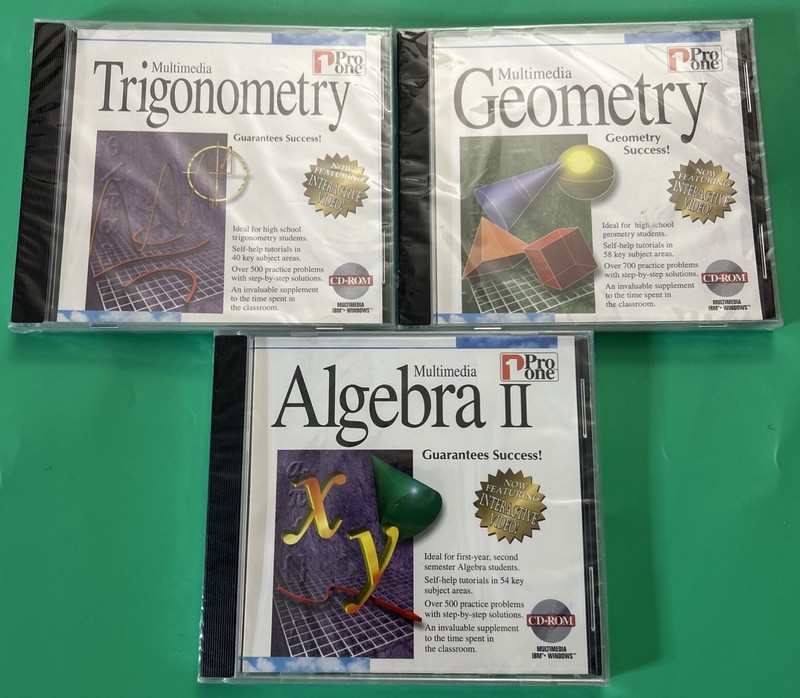 Multimedia Pro One : CD-ROMS 1995 Algebra II, Geometry & Trigonometry VTG – New