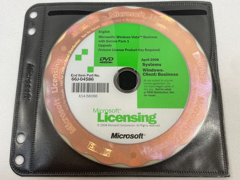 Microsoft Windows Vista Business Service Pack 1 Upgrade DVD Software Disc Only