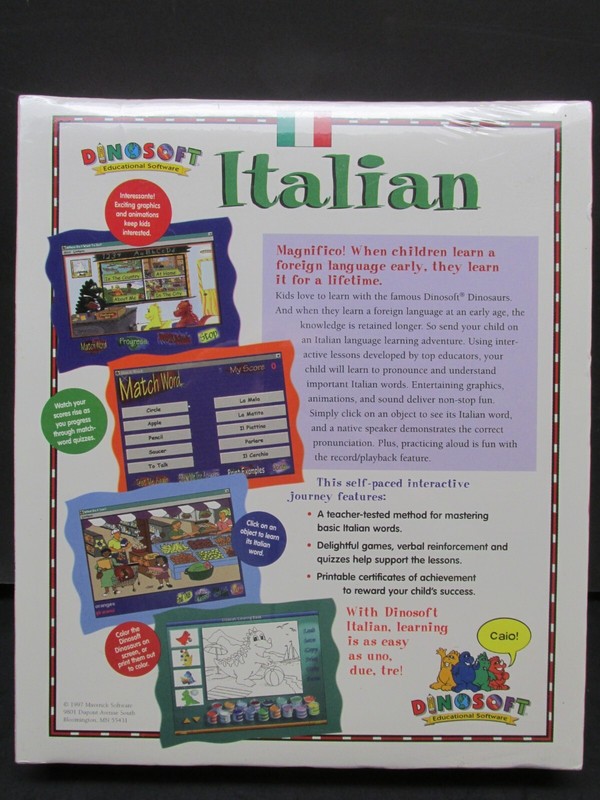 Dinosoft Italian, Windows 3.1X / 95, Dinosoft 1997, Never Used, No Box gallery
