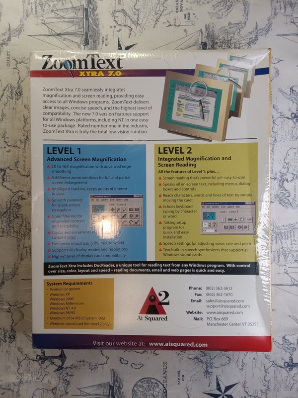 Ai Squared ZoomText Xtra 7.1 Windows XP 98 95 PC CD-ROM Big Box New/Sealed gallery