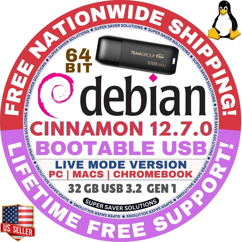 DEBIAN LINUX OS 12.7 BOOT LIVE/INSTALL DVD/USB, CINNAMON, XFCE, MATE, GNOME, KDE gallery