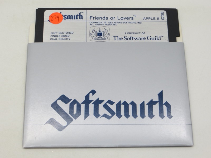 FRIENDS OR LOVERS Apple II 5.25″ Floppy Disk 1982 Softsmith computer disc