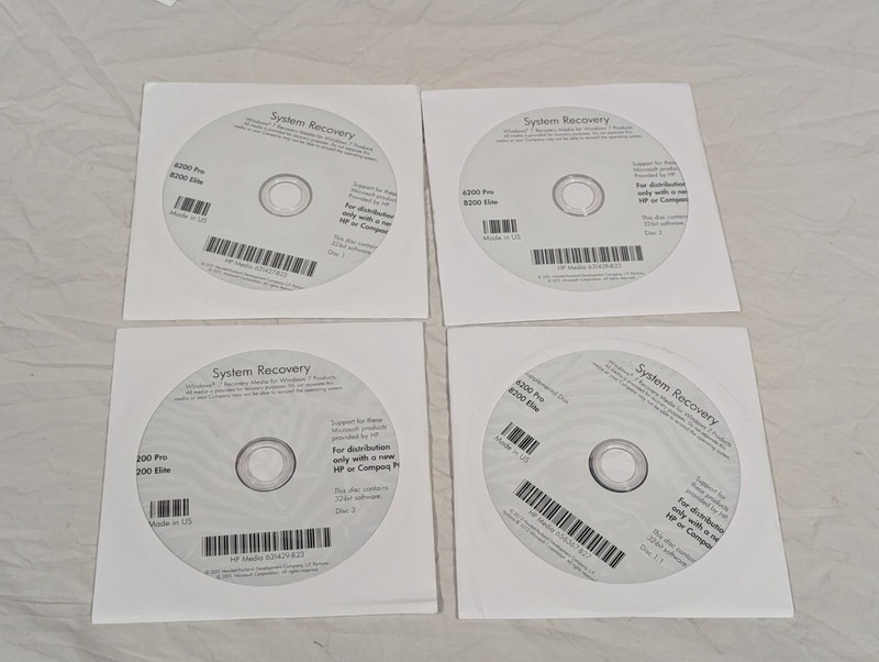 HP Windows 7 Pro 32-bit System Recovery Discs, Elite 8200 Pro 6200, No Key