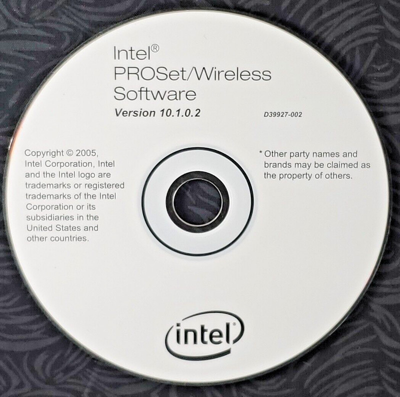 Intel PROSet/Wireless Software Version 10.1.0.2 PC Full Version CD-ROM Disc 2005