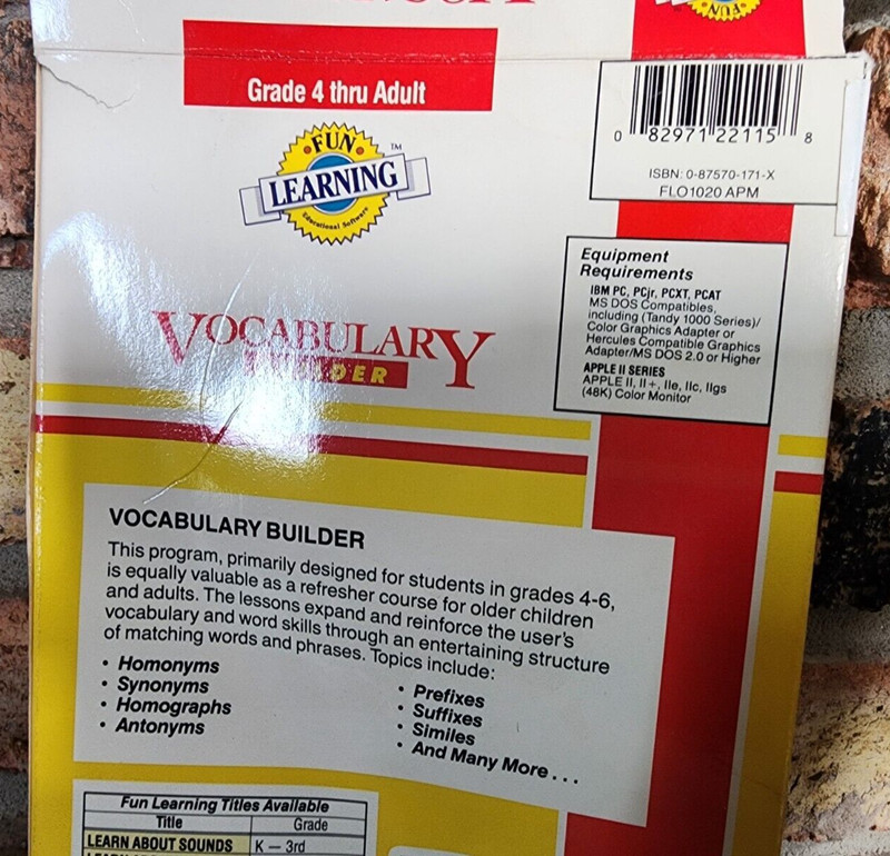 Floppy Disc Vocabulary Builder AEC SOFTWARE 082971221158 American Education 1988 gallery