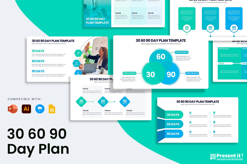 30-60-90 Day Plan Template Infographic