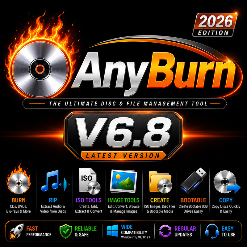 AnyBurn 2026 V 6.8 DVD CD & DVD Burning Software ~ Iso File / Writing ~ DVD ~ gallery
