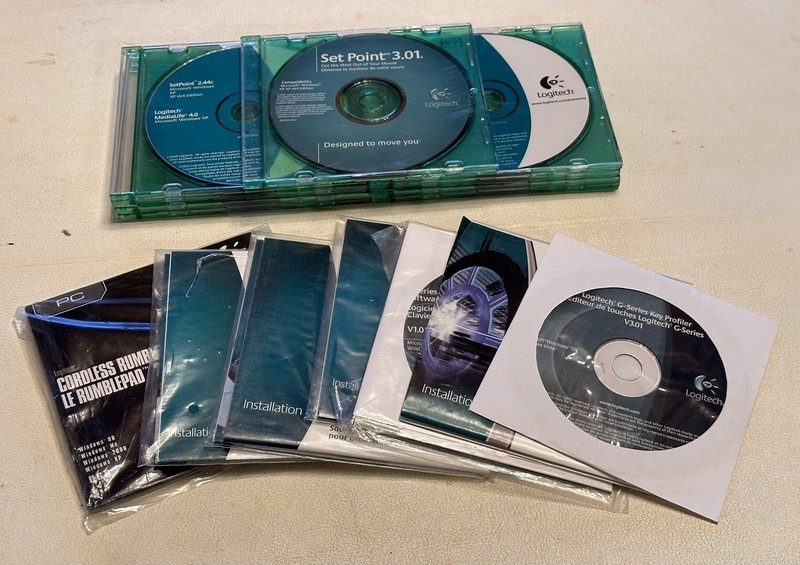 Lot of 16 Logitech Mouse Setpoint Rumblepad 2 QuickCam Software Disks
