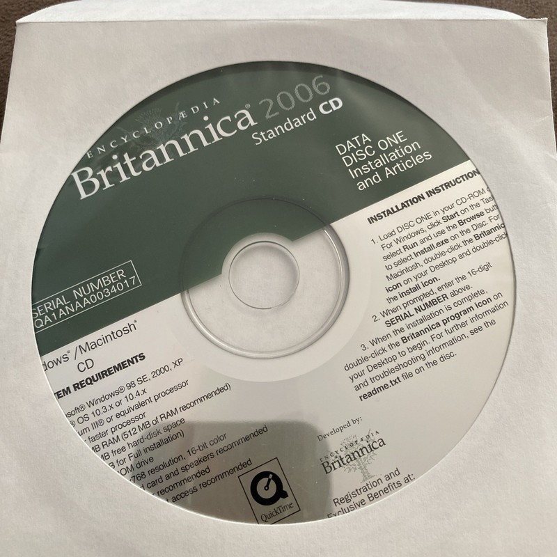 Encyclopedia Britannica Standard Edition 2006 for Windows/Macintosh 2 CDs + 1 gallery