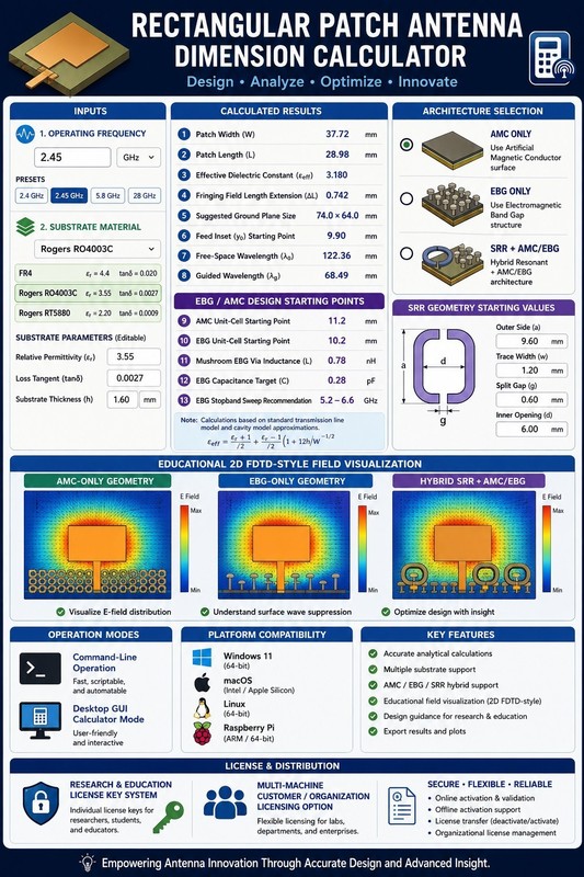 Rectangular Patch Antenna Dimension Calculator Research Suite New