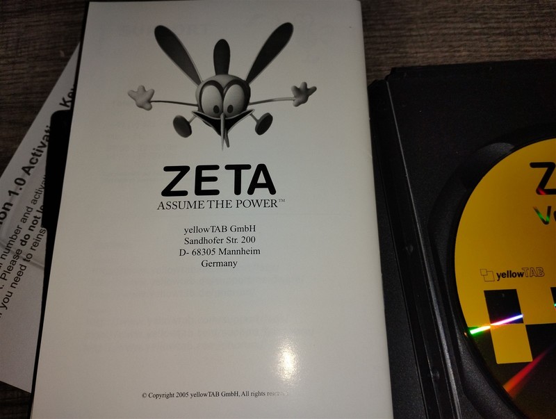 ZETA Version 1.0 Operating System Software PC CD-ROM Installation 2005 yellowTAB gallery