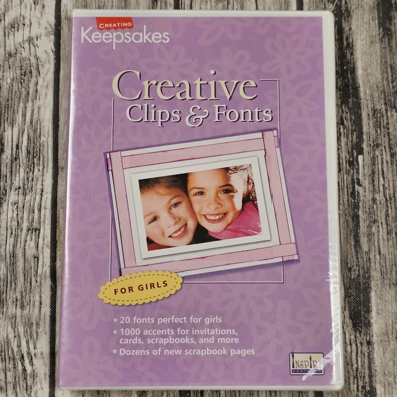 Creating Keepsakes Creative Clips & Fonts (For Girls) New Factory Sealed CD-ROM