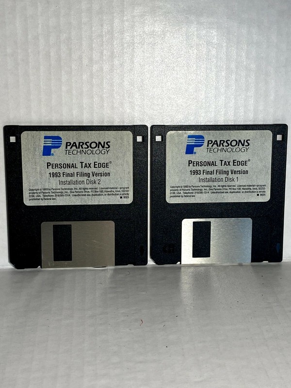 Parsons ® Technology Personal Tax Edge- Windows Disc 1&2--3.5" Floppy 1993-LIL-B gallery