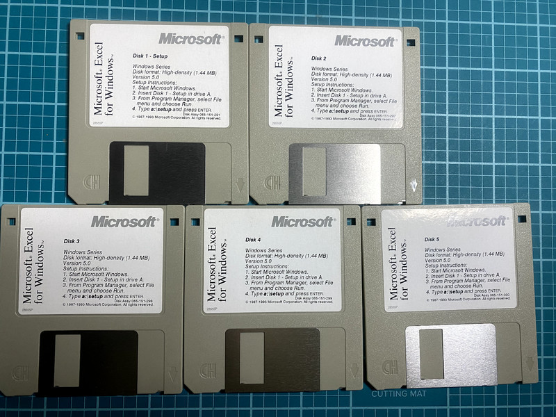 Set of 5 Microsoft Excel for Windows Disks 3.5″ Floppy Version 5