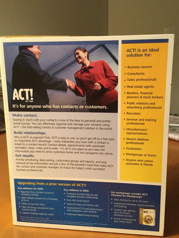BRAND NEW Act! 2006 Version 8 Contact And Customer Manager NFR. Standard 5 Seat gallery