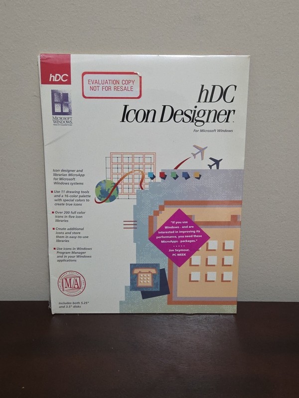 Vtg New Sealed 90’s hDC Icon Designer PC Software Evaluation Copy 3.5″ & 5.25″